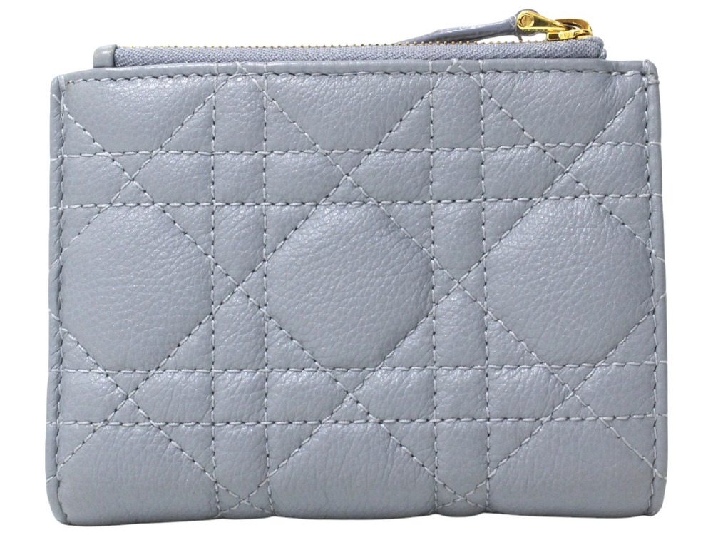 Dior Leather Caro Christian Compact Dahlia Wallet Blue